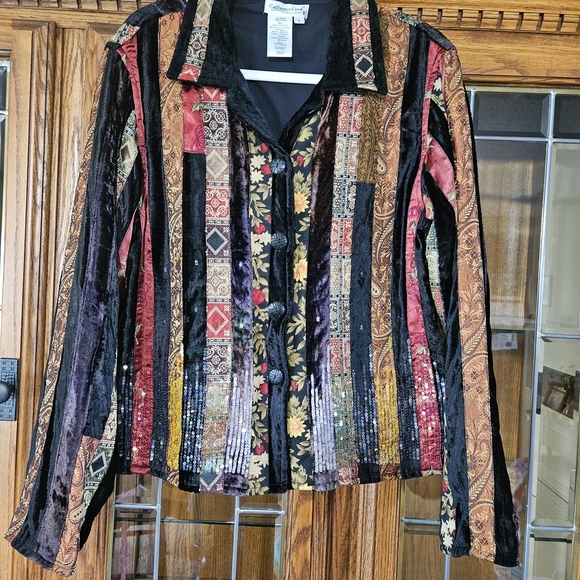 Colorful Patchwork Velvet Jacket - Picture 1 of 5
